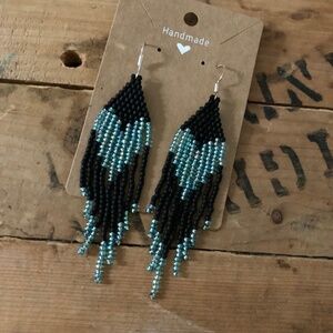 Raven Heart Beaded Earrings